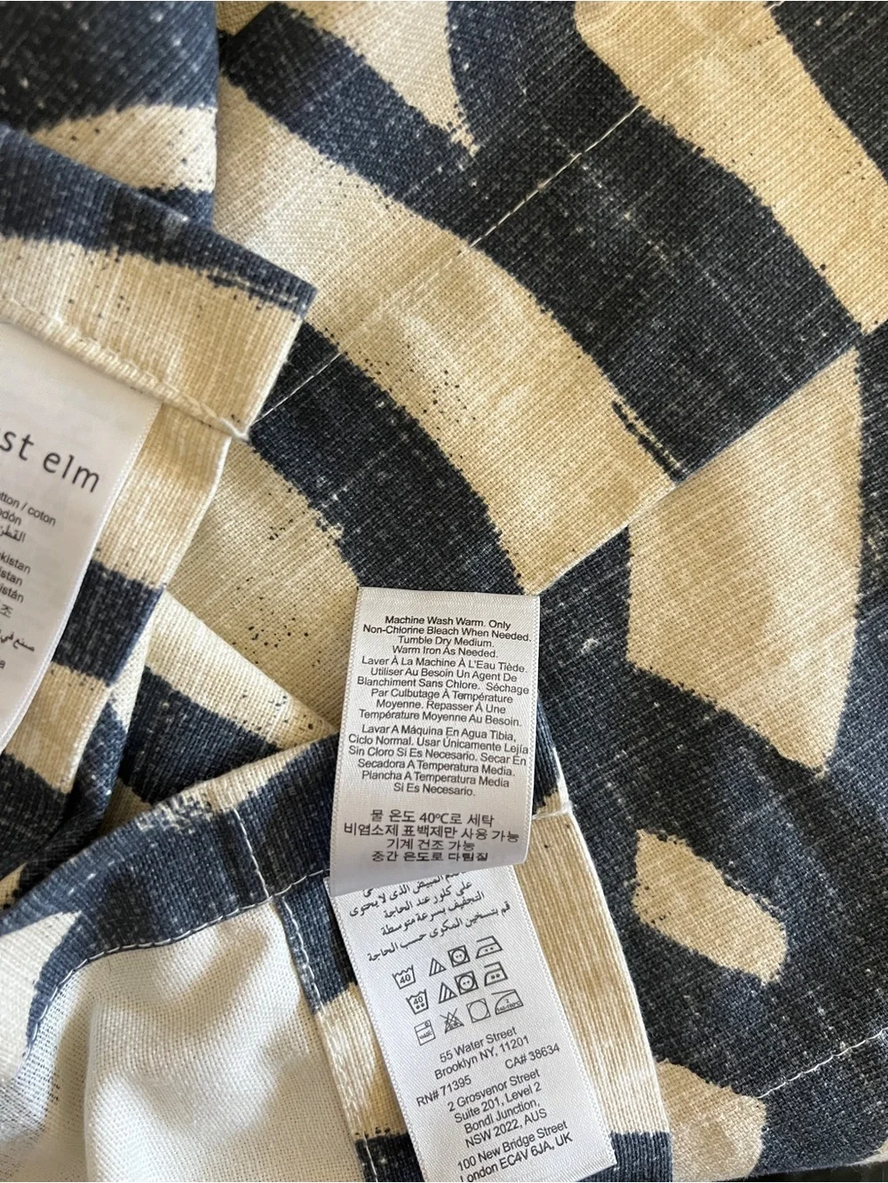 West Elm Two Panel Curtains Cotton Canvas Scribble Lattice Sz 48” X 108”